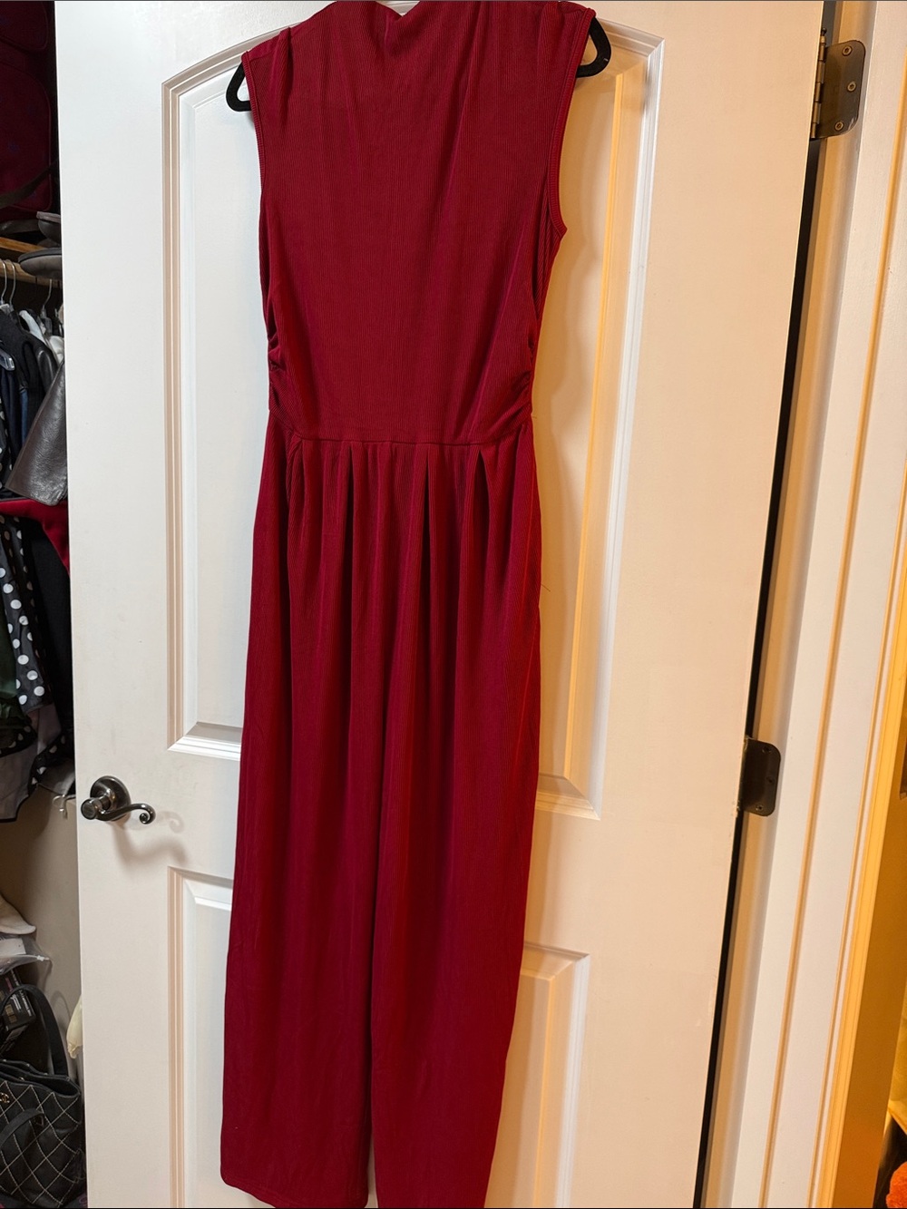 Sleeveless Red Wide-Leg Jumpsuit